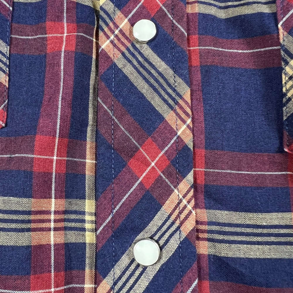 Vintage Wrangler Mens Size M Plaid Long Sleeve Pearl‎ Snap Button Western Shirt - Picture 8 of 12